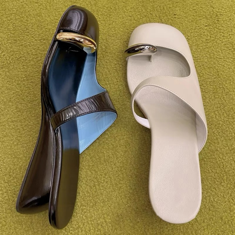 Set Metal Toe Wedge for Girls Baotou Women's New Casual Slippers Sandalias De Mujer Verano 2024 atos