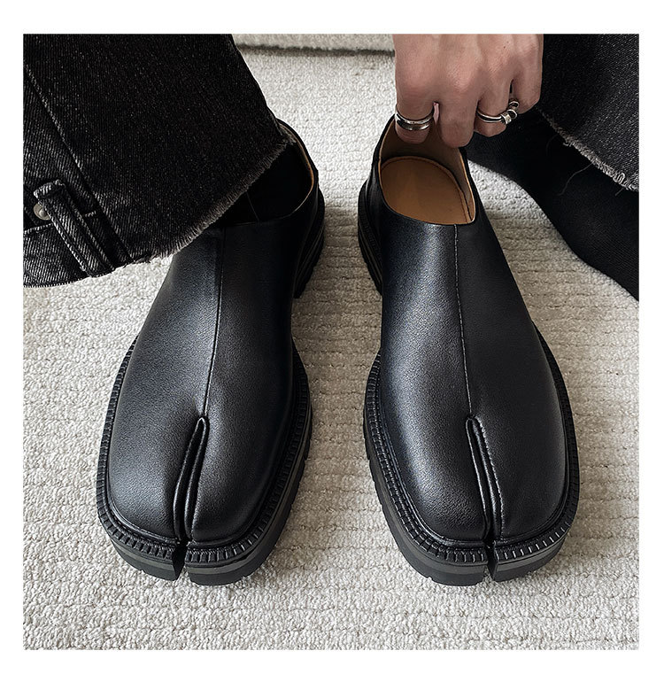 NEW horseshoe Split toe for men's women thick sole New Lefu Korean version trend casual leather shoes