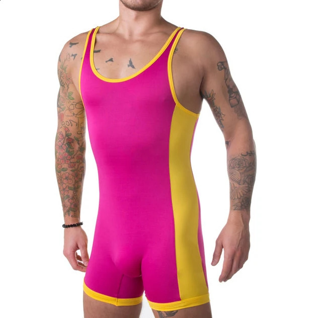 Solid Color Classic Style Wrestling Singlet Bodysuit Leotard Outfit Weightlifting Underwear GYM Triathlon PowerLifting Skinsuit 240903