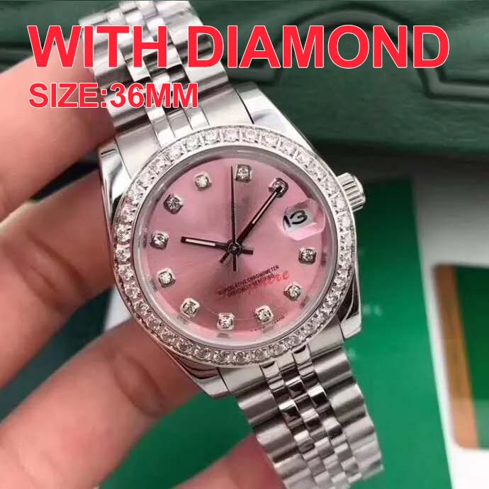 Watches high quality fashion womens watch nical automatic 36MM Diamond bezel Sapphire Pink Ladies watches designer SS steel strap Wristwatches montre
