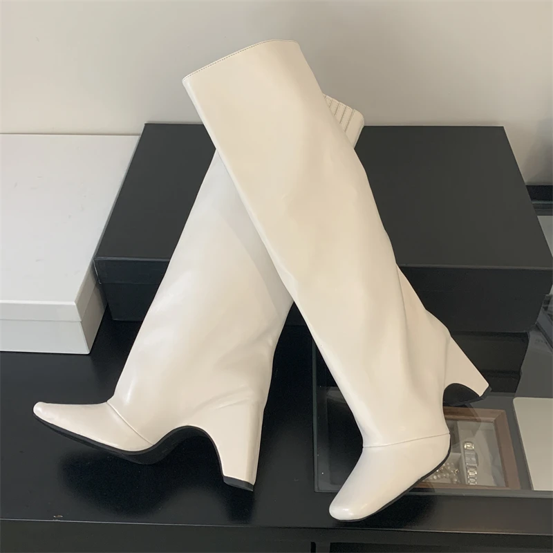 New Street Eilyken Winter Style Square Heels Women Knee-High Boots Fashion Cool Long Modern Booties Designer Shoes atos De Mujer