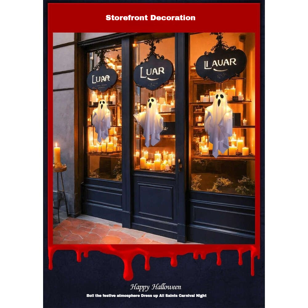 2024 LED Glow Ghost Party Halloween Decoration for Home Indoor Outdoor Haunted House Bar Hanging Horror Props with Lights