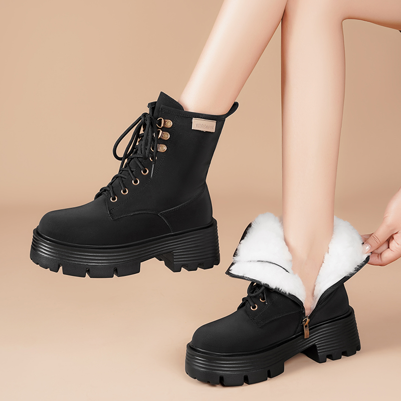 AIYUQI Winter Shoes Boots Women 2024 New Genuine Leather Natural Wool Women Snow Boots Platform Anti-Slip Warm Ankle Boots Women