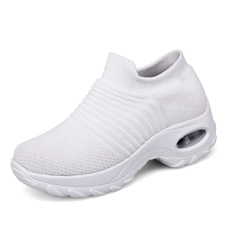 Ladies Sneakers Casual Shoes Mesh Round Shap Air Cushion Color Matching Breathable Non Slip Women Flat Large Size 44