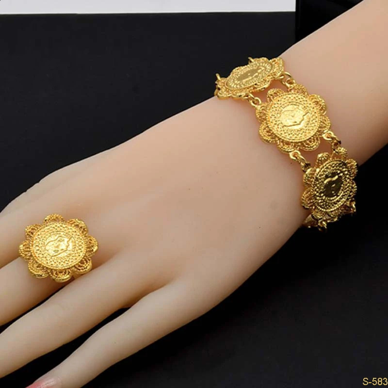 ANIID Indian Black Rope Set 24k Gold Color Coin Charm Jewelry Sets for Women Ethiopian Engagement Necklace Set Arab Party Gifts 240903