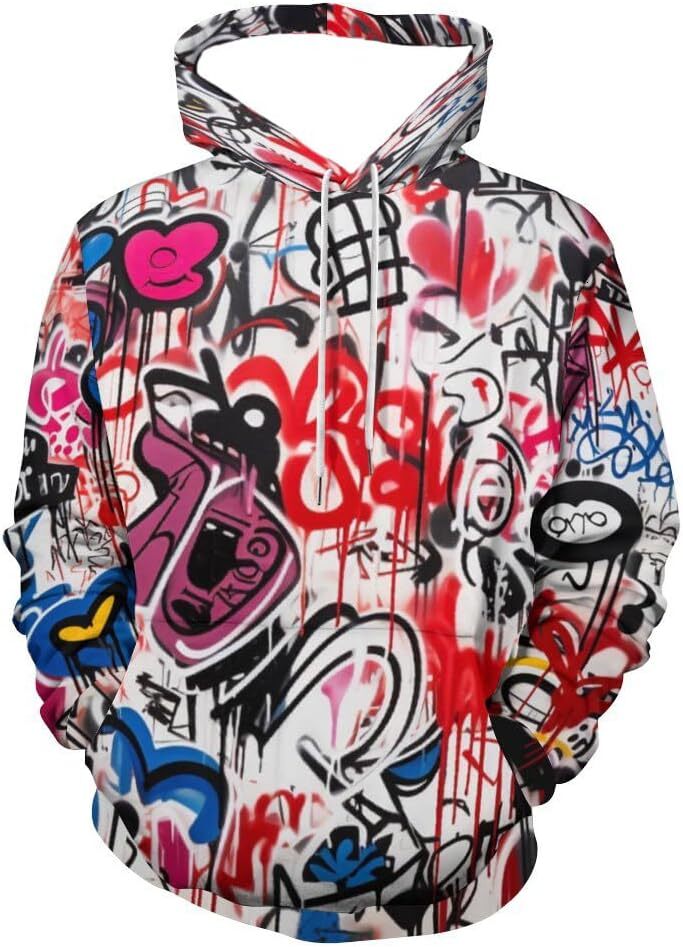 Hoodie For Mens Womens Unisex Novelty Graffiti Hoodies 3D Printed Cool Aesthetic Pullover Pocket Graphic Sweatshirt Free shipping