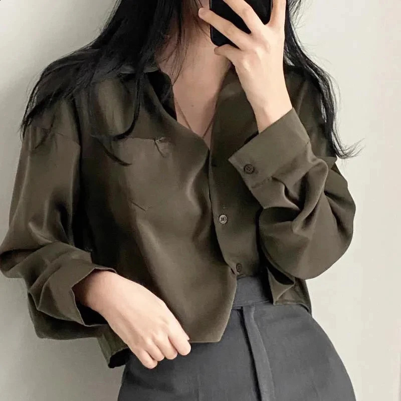 Korean elegant shirt womens fashion Sunscreen solid basic single chest office fashionable loose casual long sleeved cardigan 240814