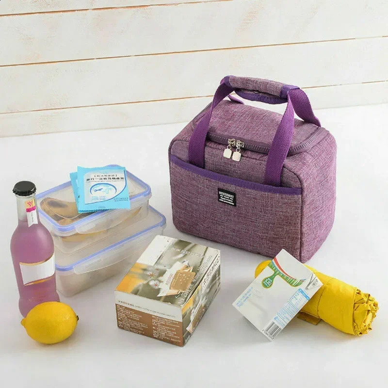 Portable Lunch Bag Thermal Insulated Box Tote Cooler Handbag Bento Pouch Dinner Container School Food Storage Bags y240903