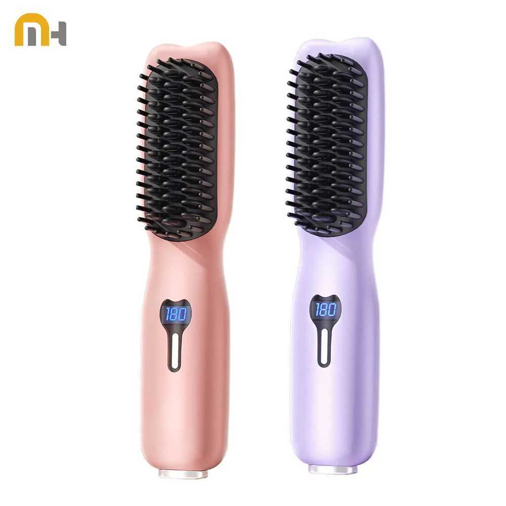 Hair Straightening Brush Negative Ion Electric Hot Heated Comb Multifunctional Straightener Ceramic Comb Quick Hair Styler W250610