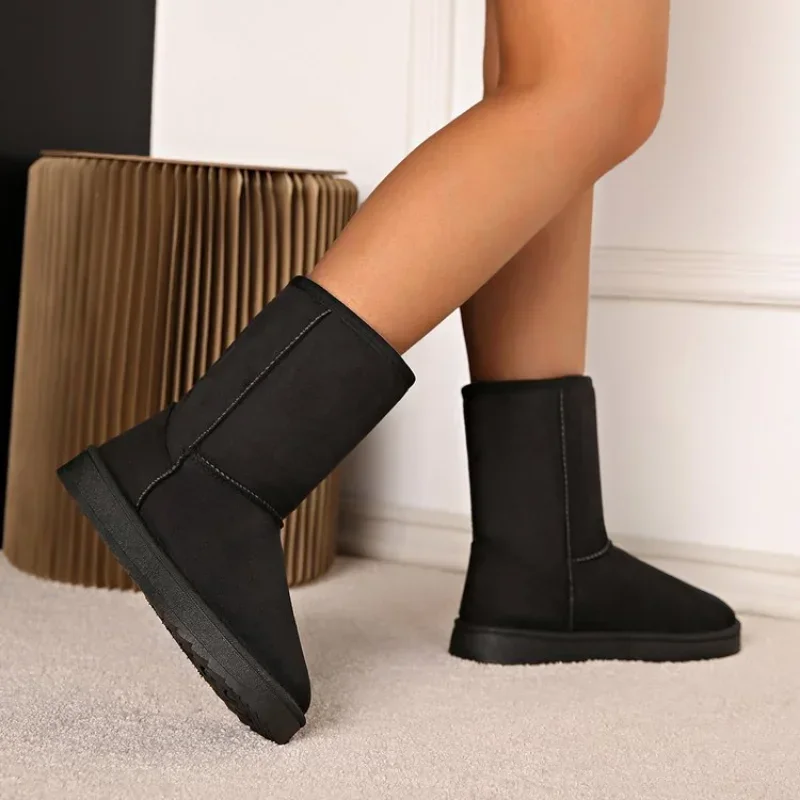 Women Shoes on Sale High Quality Winter Slip-on Mid-calf Women Boots Fashion Solid Casual Snow Boots Large Size Platform Boots