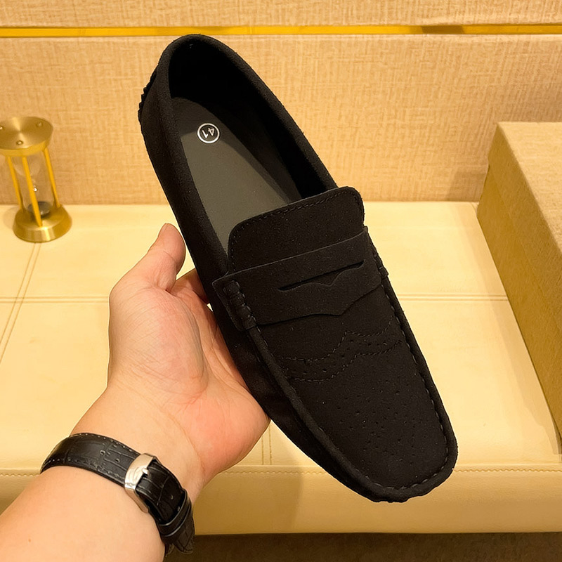 YRZL Suede Loafers Men Casual Party Dress Shoes Slip on Moccasins Men Flats Shoes Comfortable Size 48 Fashion Mens Shoes