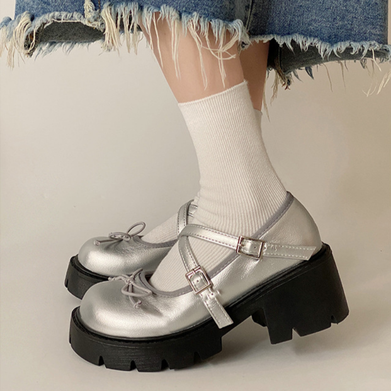 2025 new Chunky Women's Heel Mary Janes Spring Autumn Round Toe Pumps Platform Leather for Women Dress Lolita Heeled Shoes 23be ed