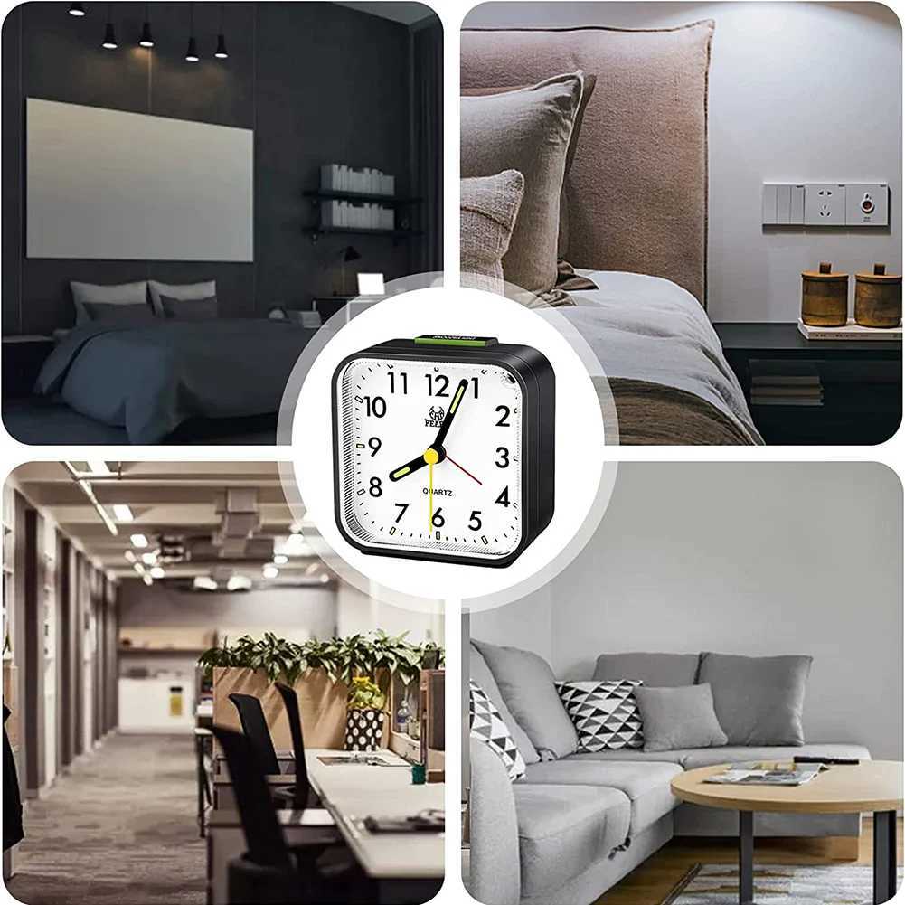 Portable Square Luminous Alarm Clock Fashion Quiet No Ticking Bedside Table Clock With Night Light Function Y240904