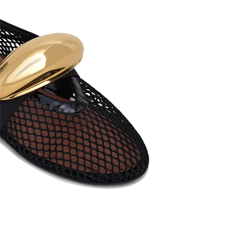 Toe Round Flat Bottomed Fishing Net Patchwork Ballet Single Punk Style New Fashionable Women's Shoes Size 45 Handmade Shoe 1ad2