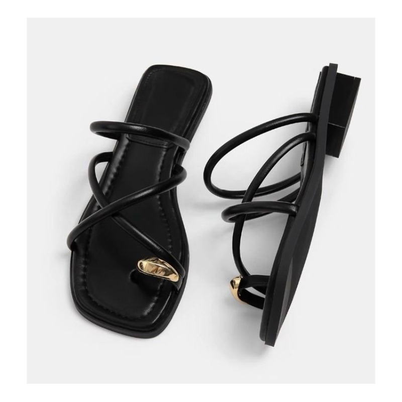 Slipper Women Woman Summer Flat Heel Roman Shoes Low Heels Sandals Footwear 2024 Women's Gladiator Open New Toe Beach Ladies e656 s 's