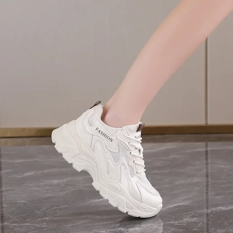 Chunky Sneakers Women Trends 2024 Autumn white Thick Bottom Dad Shoes for Woman Fashion mesh breathe Platform Sneakers Ladies