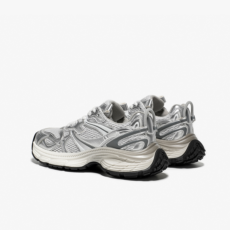 BEAUTODAY Chunky Sneakers Women Mesh Silver Lace-up Round Toe Breathable Running Sport Shoes Female HW29A09