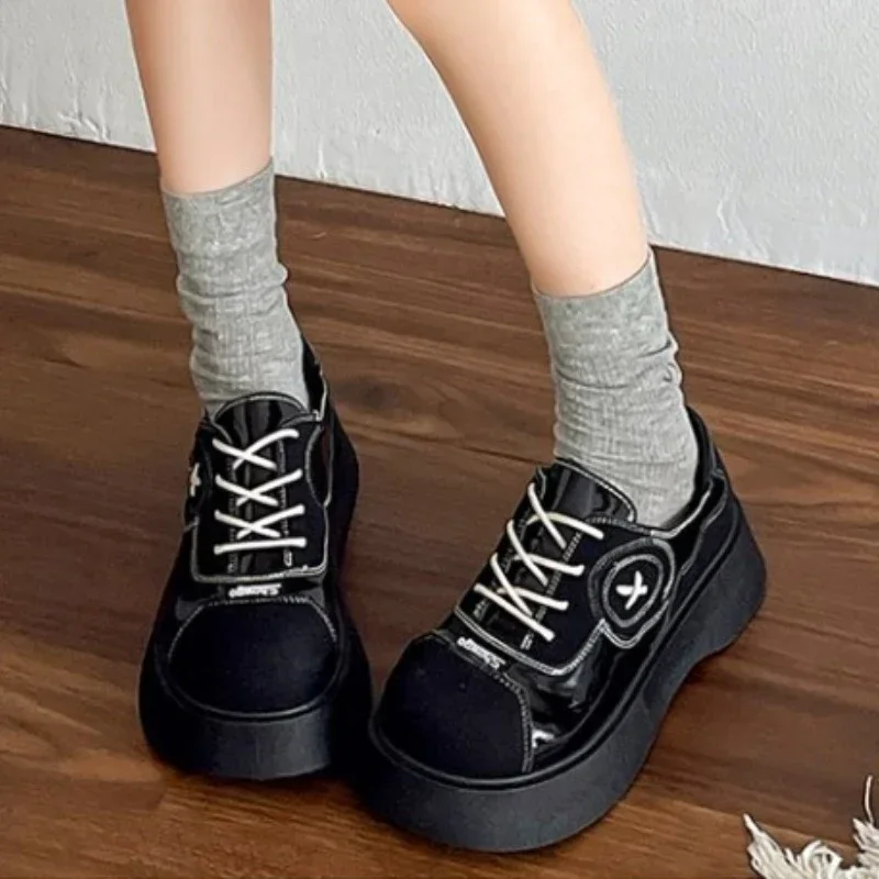 Gothic Cross 2024 Spider Decoration Punk Hotgirl Holy Light Knight Dark Style Y2K Women's Shoes 35-41 2c77