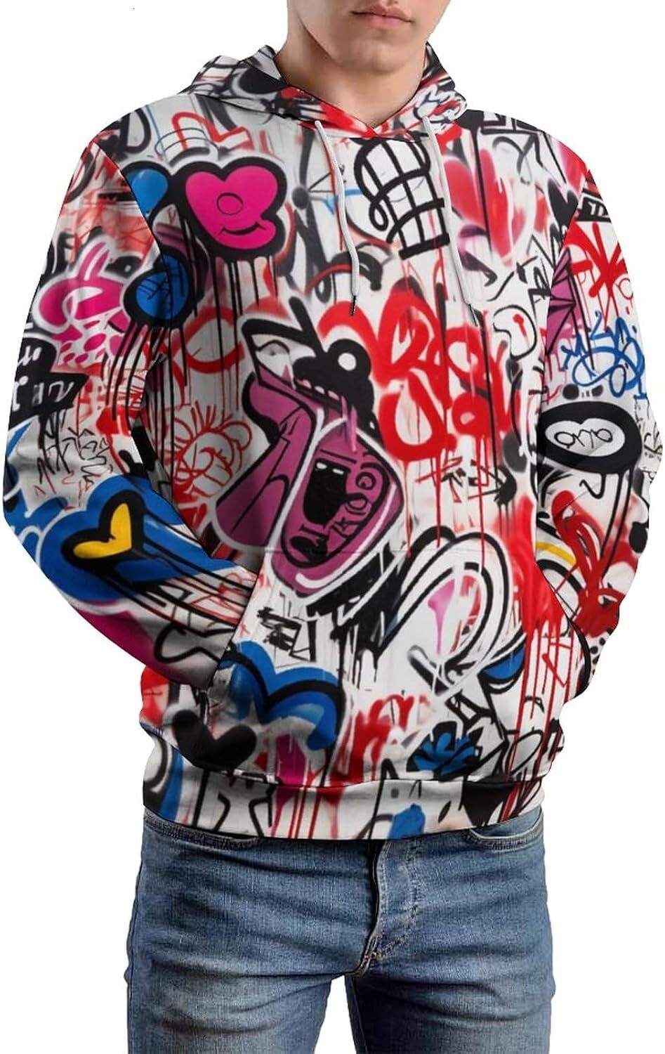 Hoodie For Mens Womens Unisex Novelty Graffiti Hoodies 3D Printed Cool Aesthetic Pullover Pocket Graphic Sweatshirt Free shipping