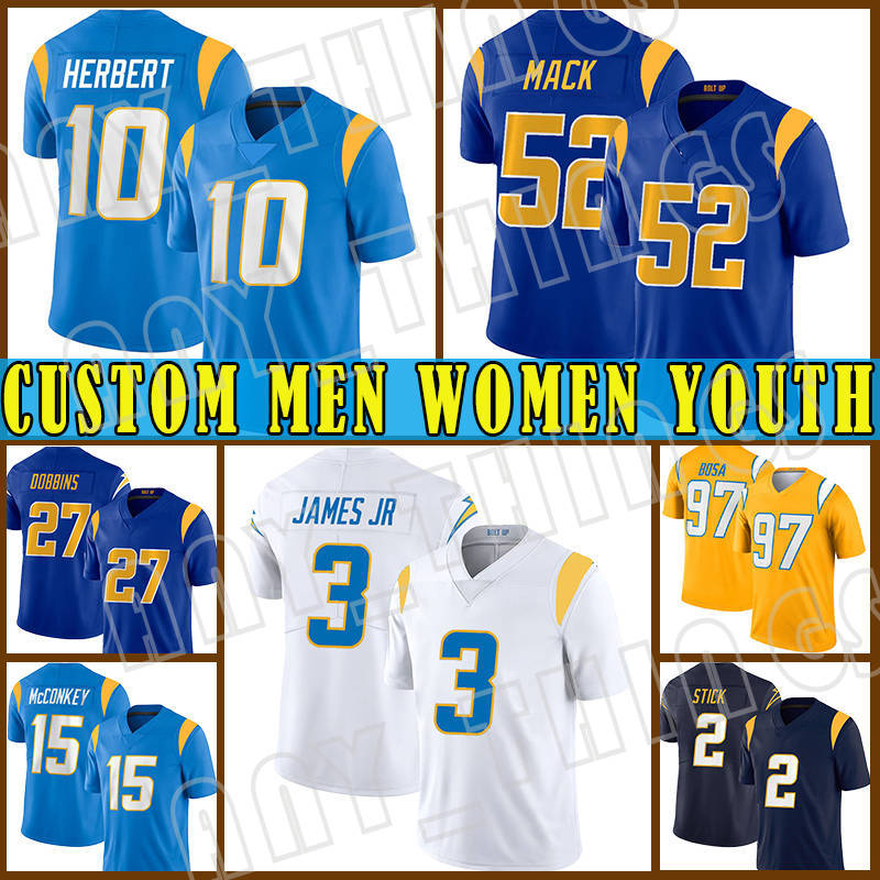 11 Cameron Dicker Football Jerseys 15 Ladd McConkey 10 Justin Herbert Derwin James Jr Junior Seau Khalil Mack Joey Bosa Tuli Tuipulotu J.K. Dobbins Brenden Rice Joe Alt
