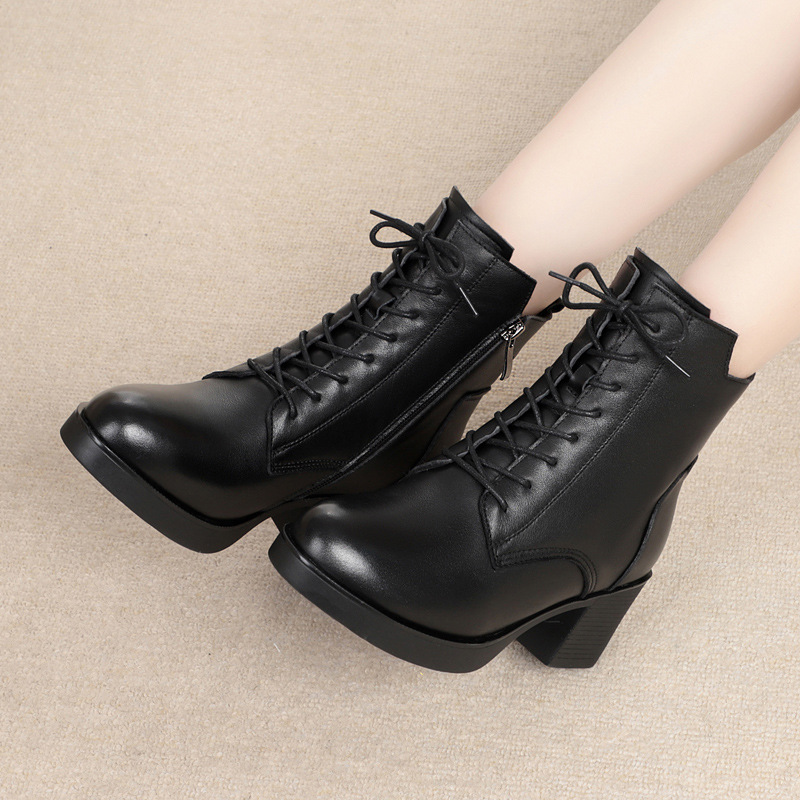 AIYUQI Women Boots Winter 2024 New Ladies Ankle Boots Genuine Leather Large Size Fashion Wool Short Boots Women