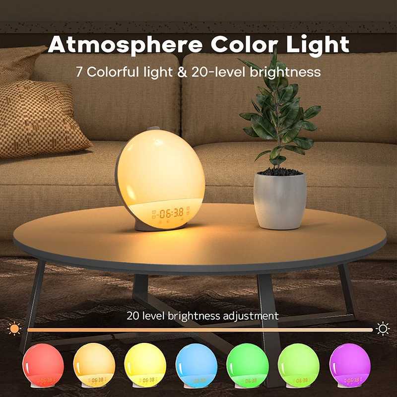 Wake Up Light Alarm Clock Sunrise/Sunset Simulation Digital Clock with Night Light FM Radio Desk Clocks Niditon Y240904