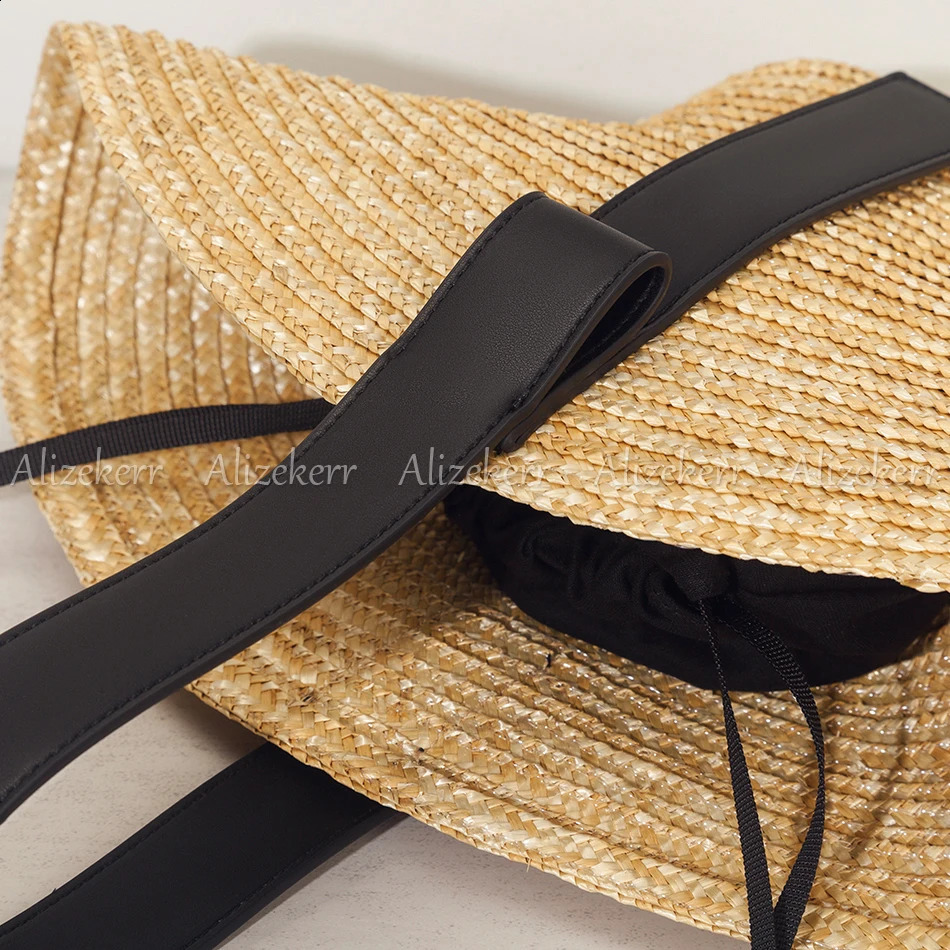 3 Alizekerr Hat Shaped Straw Handbags Women Elegant Boutique Bohemian Hand Woven Beach Tote Bags High Quality Summer Holiday 240903 4