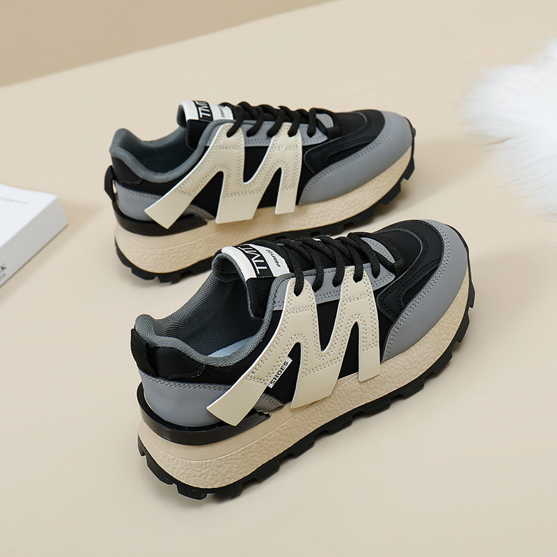 Patchwork Fashion Women's Casual Lady Classic Vintage Running Shoes Sneakers Lace-up Flats 70dd