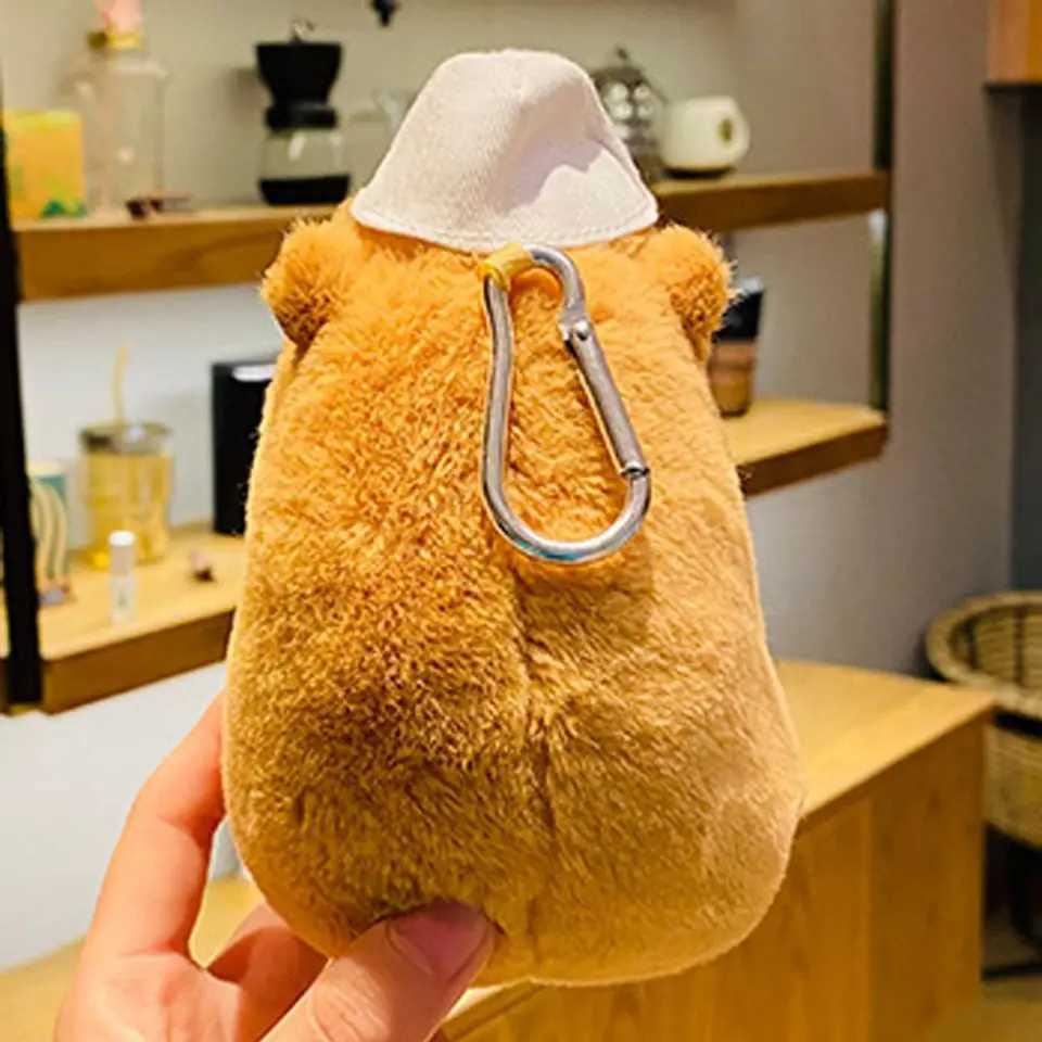Cute Capybara plush toy cartoon Guinea pig pendant soft filled doll keychain backpack car bag keyring decoration childrens giftW240903