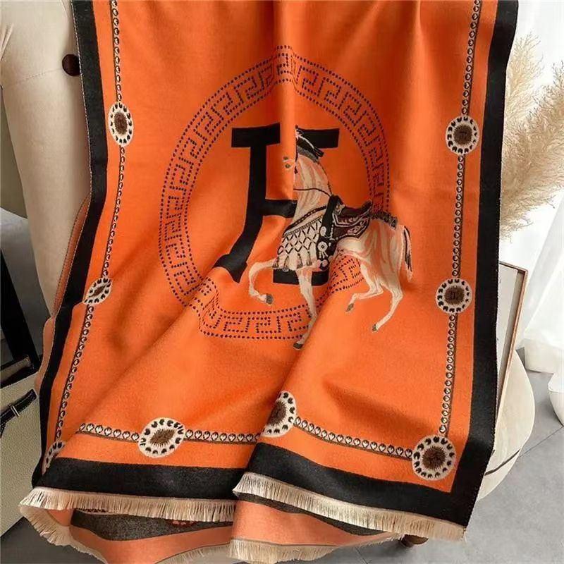 Top Scarves Winter Cashmere Scarf Women Designer Warm Pashmina Blanket Horse Female Shawl Wraps 10A SIZE180x65