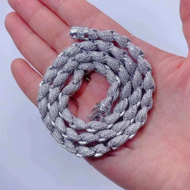 8mm Vvs Moissanite Cuban d Color Iced Out Hip Hop Jewelry Moissanite Rope Chain