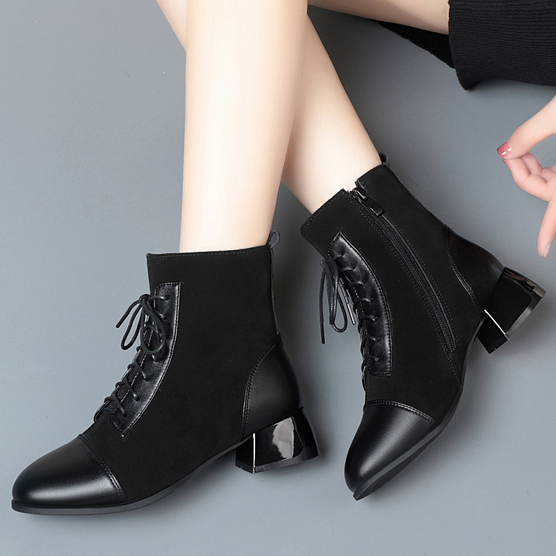 AIYUQI Women's Ankle Boots Genuine Leather 2024 New British Style Autumn Dress Boots Women Large Size Booties Ladies