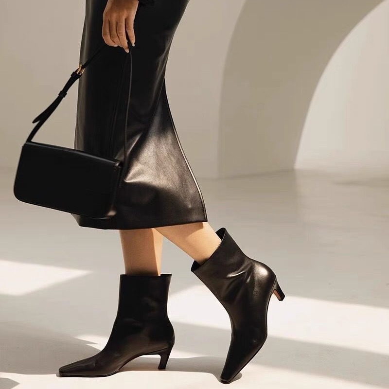 Star style Square toe Patent Leather Women Ankle Booties Autumn Winter Fashion High heels Modern Chelsea Boots Shoes Botas Mujer