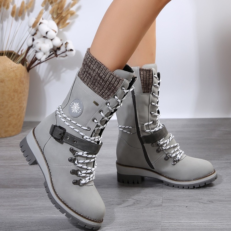 Winter New Outdoor for Women Side Zip Mid-Calf Square Casual Women's Shoes Med Heel Ladies Boots b8c1 's