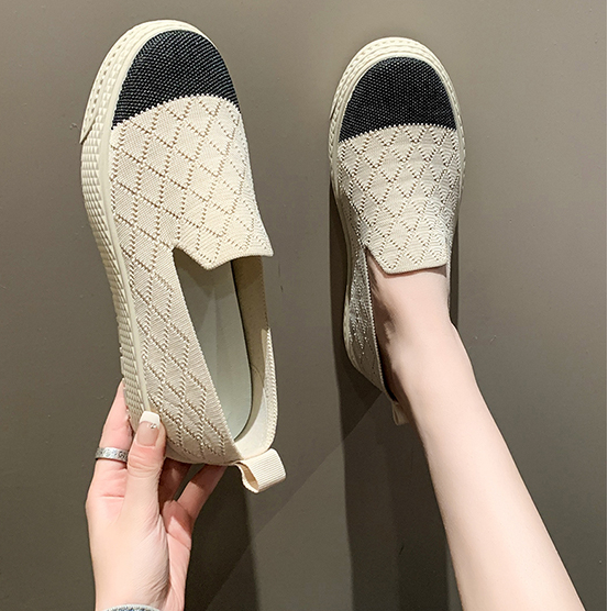 Slip On Shoes For Women Round Toe Mixed Colors Female Footwear Casual Sneaker Loafers With Knitting Flats Clogs