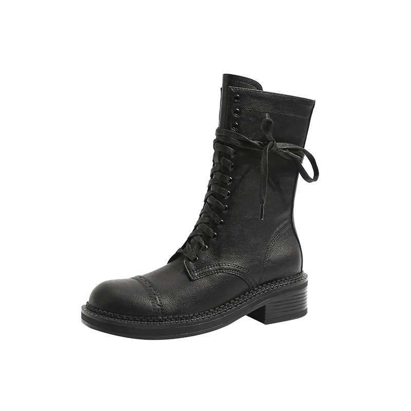 Biker Women 2024 New Fall Vintage Ladies Boots British Style Lace-up Large Size 41-43 Women's New Booties ee24 's