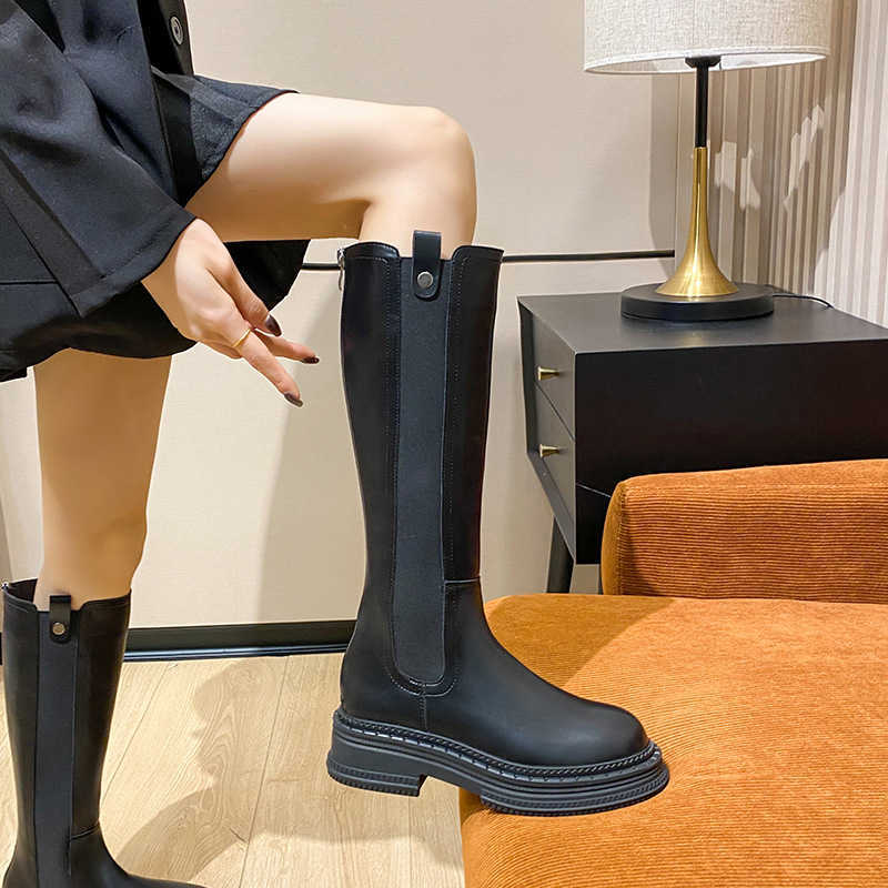 Long Martin Boots For Women Spring And Autumn Slim Long Boots With Fat Legs Mm Knight Boots With Thick Legs High Leg Womens Boots 240826