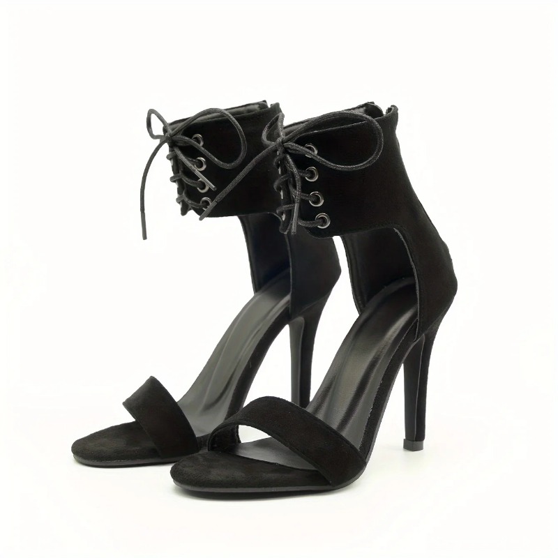Sexy Open Toe Lace Hollow Cross Sandals for Womens Roman Shoes Side Zipper Thin High Heels Cool New Designer pumps