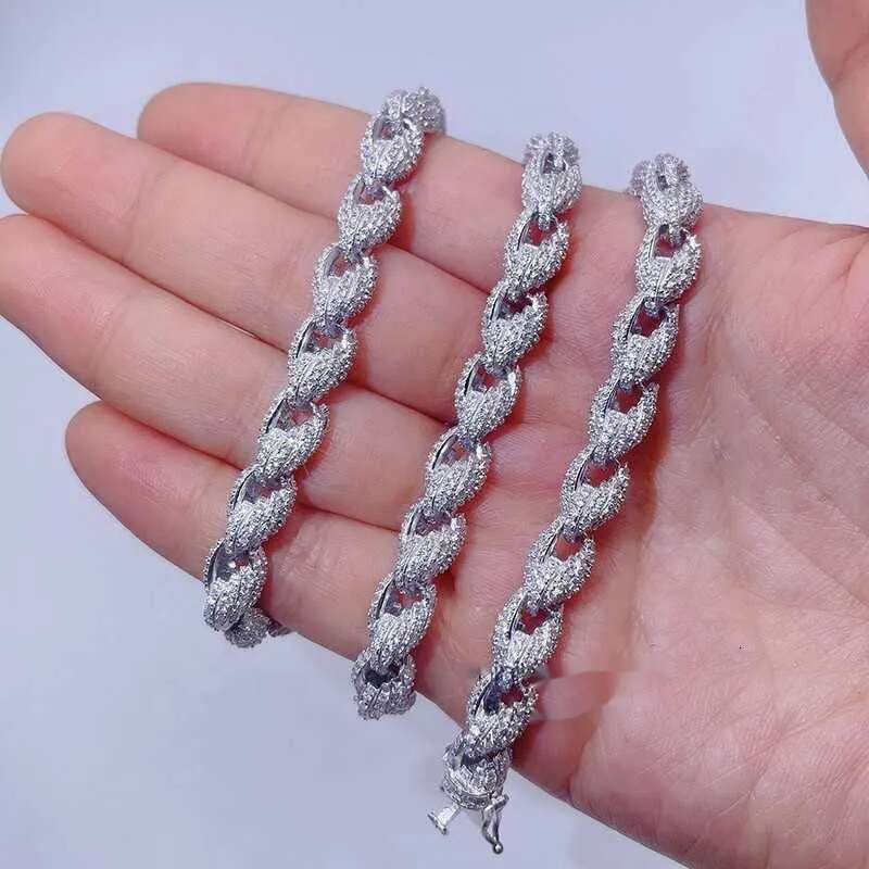 8mm Vvs Moissanite Cuban d Color Iced Out Hip Hop Jewelry Moissanite Rope Chain