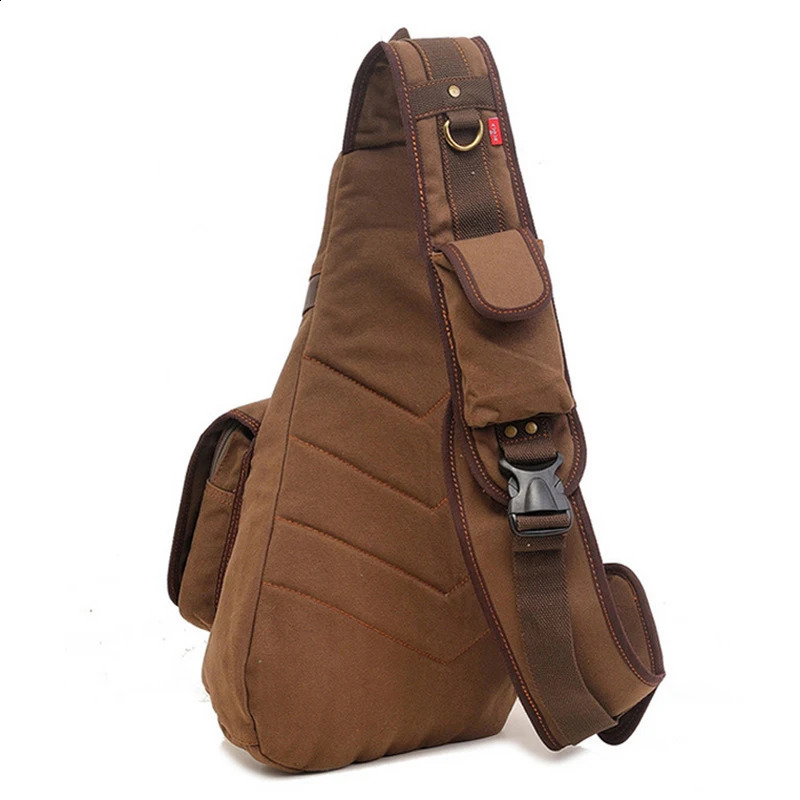 Multifunctional Chest Bags Men Quality Canvas Shoulder Bag Casual Vintage Crossbody Bags Multi-pockets Travel Pack XA781ZC 240903