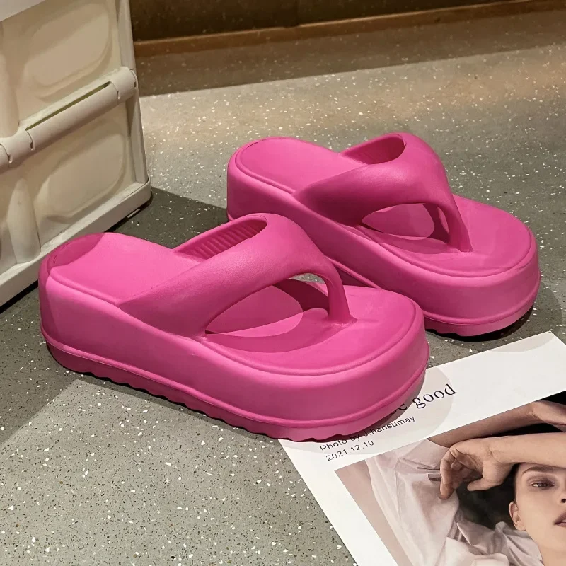 Flip Flops Slippers Women Candy Colors New Soft Bottom Flat Slippers Outdoor Comfy Non Slip Platform Thick Shoes