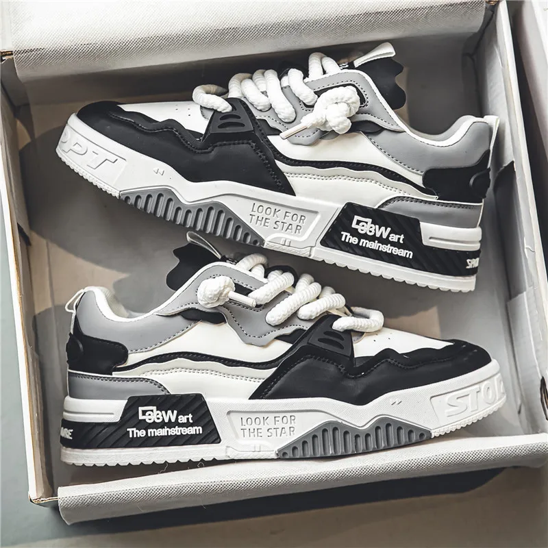 shoes Men's easy to clean skateboard shoes, good grip, breathable lace up sneakers, men's shoes 2024