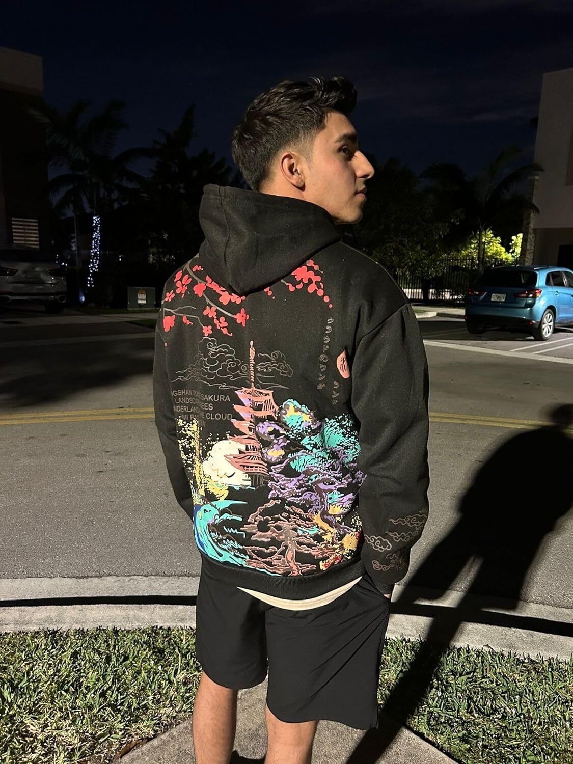 Hoodie for Mens Womens Aesthetic Japanese Sakura Hoodie, Y2K Anime Harajuku Cloth Korean Hooded Long Sleeve Sweatshirt for Winter Fall Graphic Hoodies