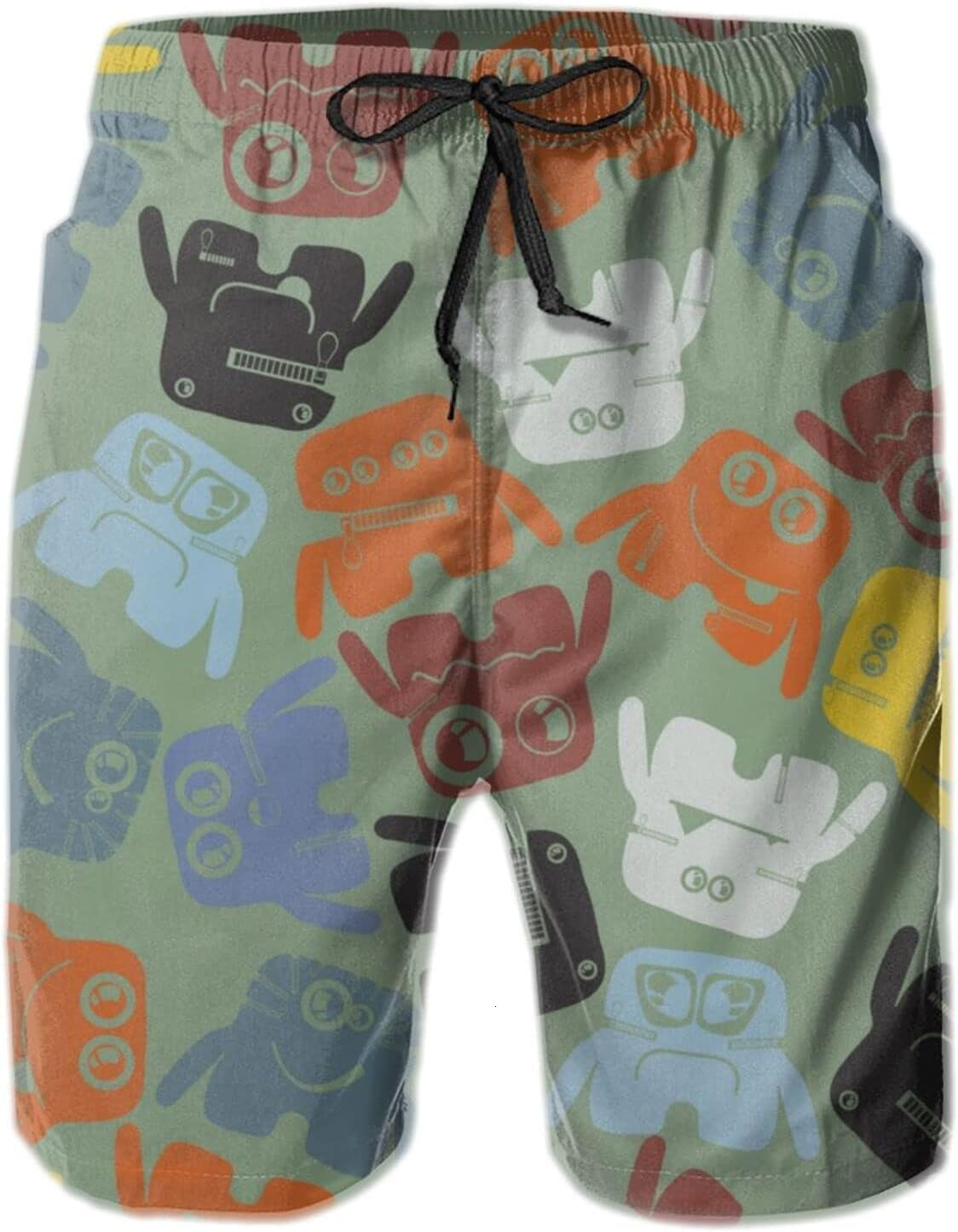 Mens Shorts 3D Printed Pattern Funny Monsters Swim Trunks Quick Dry Fashion Beach Board Swimwear