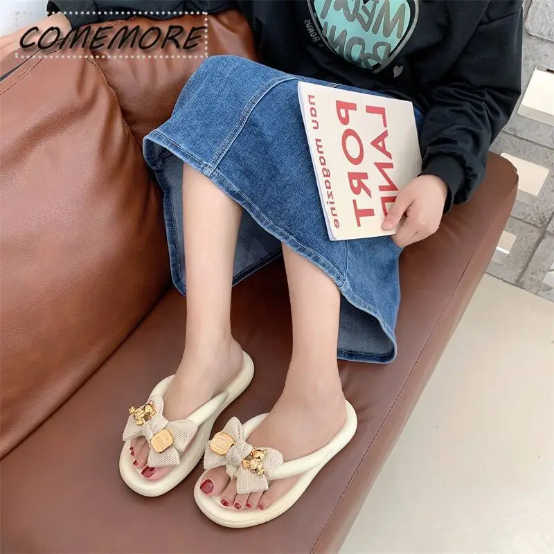 Women's Summer Flip-flops Comfortable Casual Beach Shoes Home Non-slip EVA Slippers Ladies Fashion Bowknot Sandals 2024 Outdoor