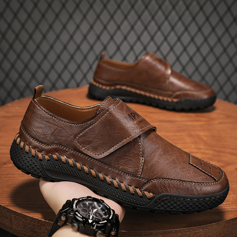 Handmade Leather Men Shoes Casual Comfortable Men Loafers Slip On Leather Shoes Men Flats Hot Sale Outdoor Walking Shoes Man
