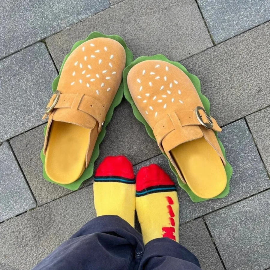 Hamburger Flat Spring Autumn Hot Fashion Sandals Comfortable Lightweight Designer Slippers Outdoor Slides Women db36