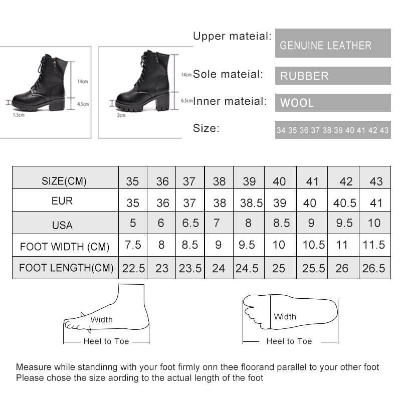 AIYUQI Women Ankle Boots Genuine Leather Wool Warm Big Size Biker Boots Women Winter Shoes For Women Boots