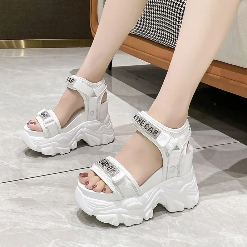 2025 new Women Thick Sole Chunky Platform Ins Casual Summer Shoes Sandals Beige Black Comfortable e2a6