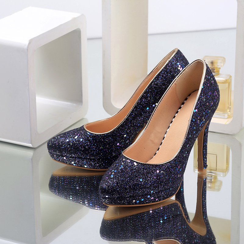 2025 new High Sexy Heels Woman Sequined Green Blue Heeled Pumps Elegant Fashion Office Party Wedding Shoes Ladies Large Size a29e